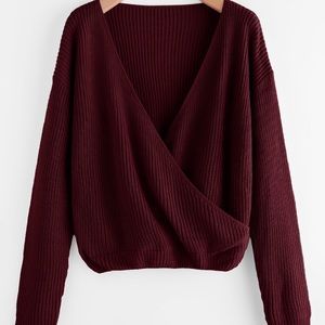 Drop shoulder front sweater